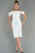 Миди Сатиновое Ночное Платье Белый ABK1692