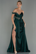 Длинное Вечернее Платье Изумрудно-зеленый ABU2991
