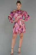 Короткое Шифоновое Платье розовый ABK1693