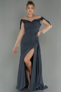 Длинное Шифоновое Вечернее Платье Серый ABU3012