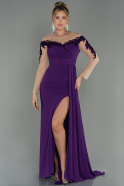 Длинное Шифоновое Вечернее Платье Пурпурный ABU3012