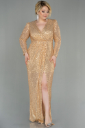 Длинное Вечернее Платье С Чешуйками Золотой ABU2878