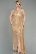 Длинное Вечернее Платье С Чешуйками Золотой ABU3014