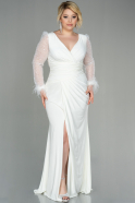 Длинное Свободное Вечернее Платье Белый ABU2976