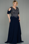 Длинное Шифоновое Вечернее Платье Темно-синий ABU2948