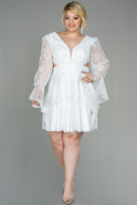 Большое Короткое Кружевное Платье Белый ABK1702