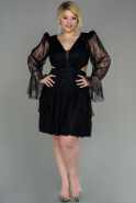 Большое Короткое Кружевное Платье Черный ABK1702
