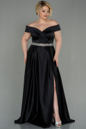 Большое Атласное Платье Черный ABU3017