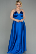 Большое Атласное Платье Ярко-синий ABU3020