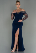 Длинное Выпускное Платье Русалка Темно-синий ABU2998
