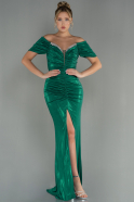 Длинное Вечернее Платье Изумрудно-зеленый ABU3002