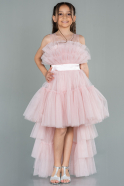 Детское Свадебное Платье Асимметричной Длины Пудровый ABO101