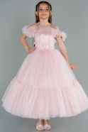 Длинное Свадебное Платье Для Девочки Пудровый ABU3034