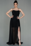 Длинное Вечернее Платье Черный ABU2972