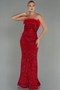 Длинное Чешуйчатое Вечернее Платье красный ABU3067