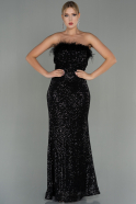 Длинное Чешуйчатое Вечернее Платье Черный ABU3067