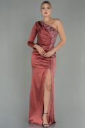 Длинное Атласное Вечернее Платье Цвет корицы ABU3061