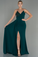 Длинное Вечернее Платье Изумрудно-зеленый ABU3069