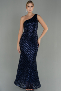Длинное Вечернее Платье Русалка Темно-синий ABU3072