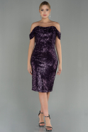 Короткое Платье С Чешуей Тёмно-пурпурный ABK1723