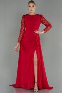 Длинное Шифоновое Вечернее Платье красный ABU2916