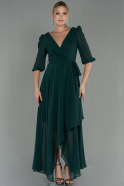 Длинное Шифоновое Платье Изумрудно-зеленый ABU1729