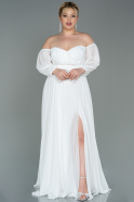 Большое Шифоновое Вечернее Платье Белый ABU2597