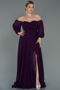 Большое Шифоновое Вечернее Платье Тёмно-пурпурный ABU2597