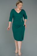 Миди Вечернее Платье Большого Размера Изумрудно-зеленый ABK1725