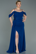 Длинное Шифоновое Вечернее Платье Ярко-синий ABU2929