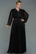 Длинное Шифоновое Вечернее Платье Черный ABU3075