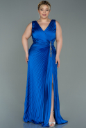 Большое Атласное Платье Ярко-синий ABU3076