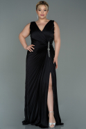 Большое Атласное Платье Черный ABU3076