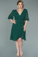 Короткое Шифоновое Вечернее Платье Изумрудно-зеленый ABK1340