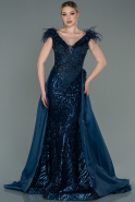 Длинное Вечернее Платье Темно-синий ABU3078