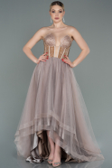 Длинное Платье Высокой Моды Телесный ABU3084
