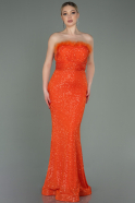 Длинное Чешуйчатое Вечернее Платье Оранжевый ABU3067