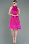 Короткое Атласное Платье Светлая Фуксия ABK1576