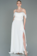 Длинное Шифоновое Вечернее Платье Белый ABU3093