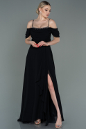 Длинное Шифоновое Вечернее Платье Черный ABU3093