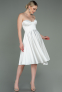 Короткое Атласное Платье Белый ABK1734