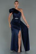 Длинное Выпускное Платье Темно-синий ABU3099