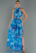 Длинное Вечернее Платье Синий ABU2891