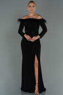 Длинное Вечернее Платье Черный ABU3112