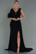 Длинное Вечернее Платье Черный ABU3113