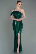 Длинное Выпускное Платье Изумрудно-зеленый ABU3117