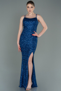 Длинное Платье С Чешуйчатым Узором Ярко-синий ABU3118
