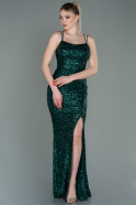 Длинное Платье С Чешуйчатым Узором Изумрудно-зеленый ABU3118