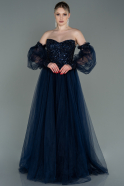 Длинное Вечернее Платье Темно-синий ABU2989
