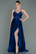 Длинное Атласное Вечернее Платье Ярко-синий ABU2583